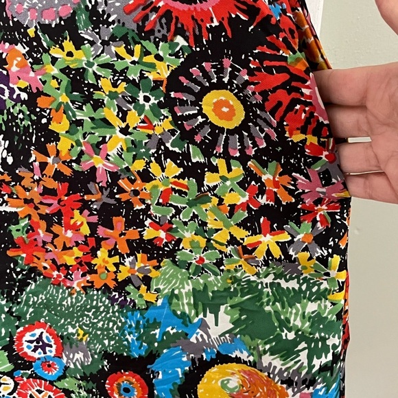 See by Chloe Multi Floral 100% Silk Dress Flutter Sleeve Vibrant Cottagecore US8 - Picture 5 of 14